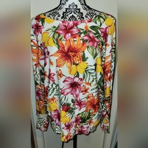 Joseph A. Hibiscus Florals Lightweight Sweater New With Tags Sz‎ Large